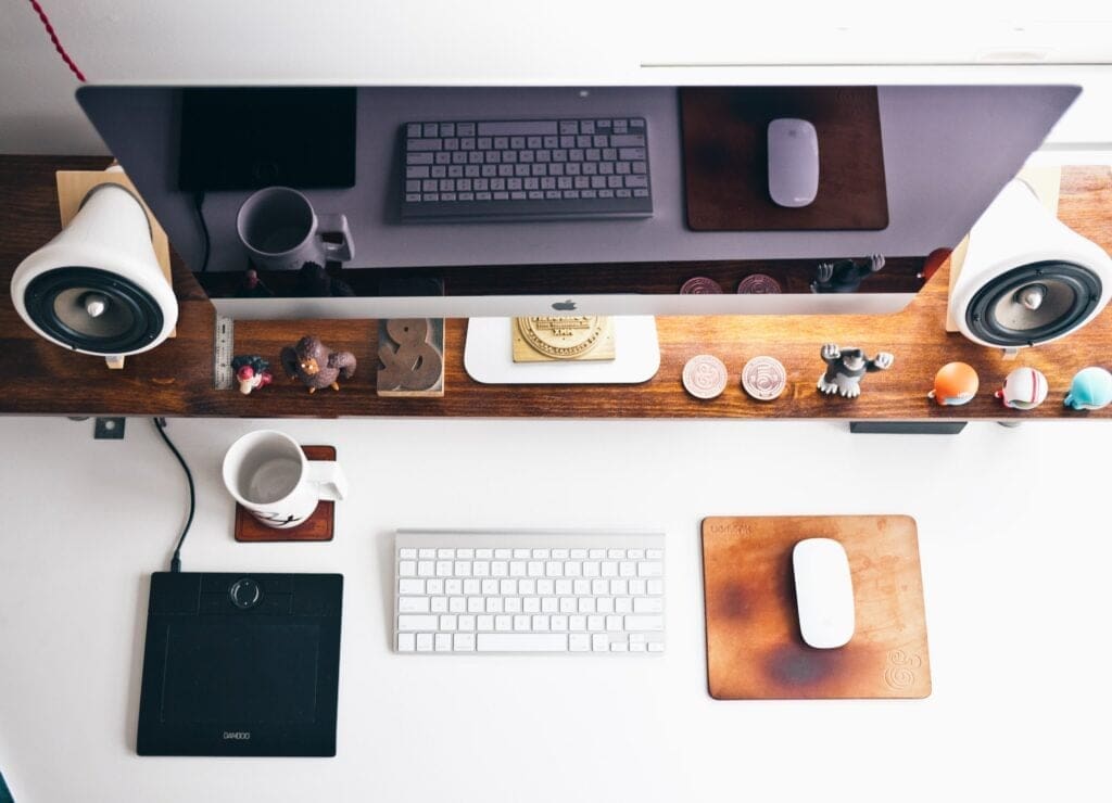 Productive working from home desk set-up 