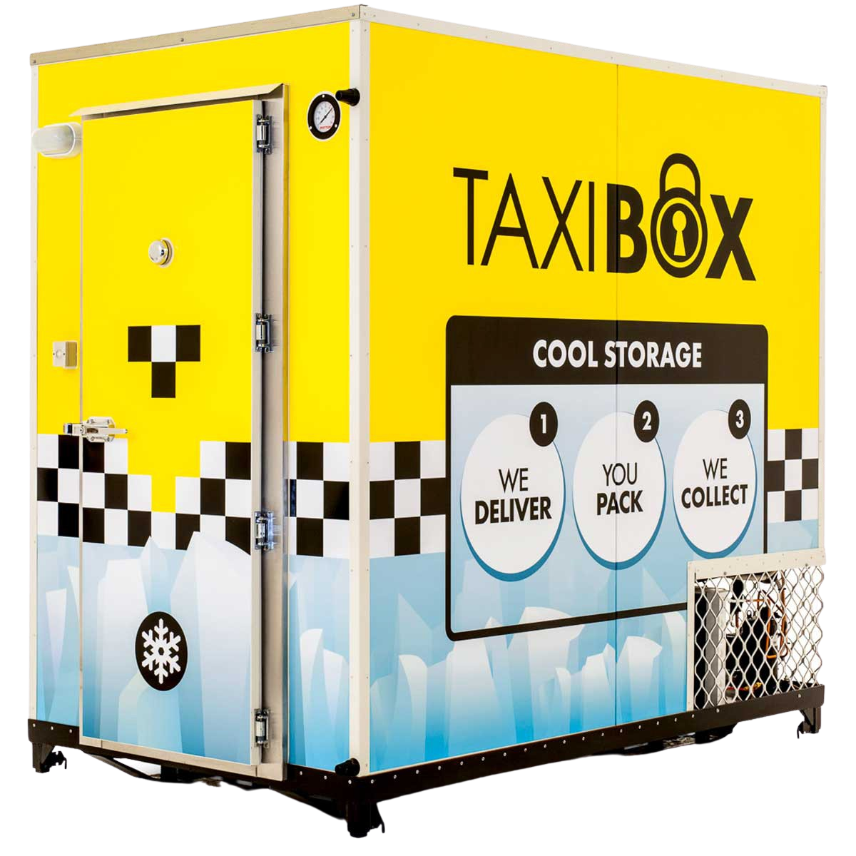 A Yellow TAXIBOX Cool Storage Box
