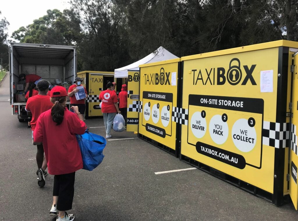 Collecting charity donations in TAXIBOX units for Australian Red Cross